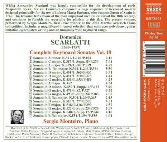 Sonate complete per tastiera vol.18 - CD Audio di Domenico Scarlatti - 2