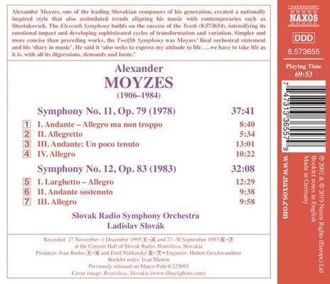 Sinfonia n.11 op.79, n.12 op.83 - CD Audio di Slovak Radio Symphony Orchestra,Alexander Moyzes - 2