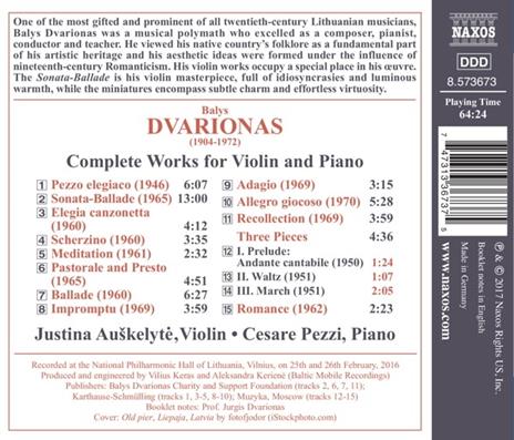 Musica completa per violino e pianoforte - CD Audio di Balys Dvarionas,Justina Auskelyte - 2