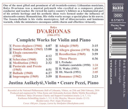 Musica completa per violino e pianoforte - CD Audio di Balys Dvarionas,Justina Auskelyte - 2