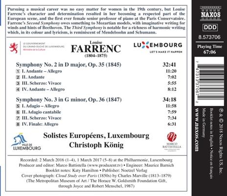 Sinfonia n.2 op.35, n.3 op.36 - CD Audio di Louise Farrenc,Christoph König - 2