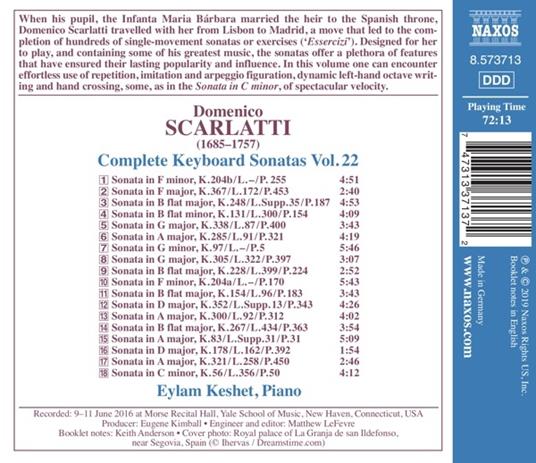 Sonate complete per tastiera vol.22 - CD Audio di Domenico Scarlatti,Eylam Keshet - 2