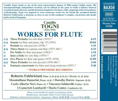 Musica per flauto - CD Audio di Roberto Fabbriciani,Camillo Togni - 2