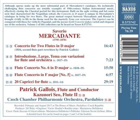 Concerto per 2 flauti - Concerto per flauto n.5, n.6 - 20 capricci - CD Audio di Saverio Mercadante,Patrick Gallois - 2