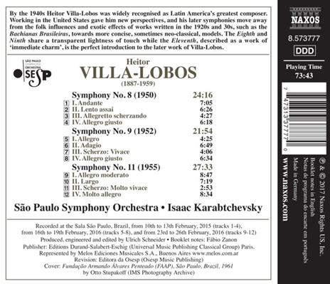 Sinfonia n.8, n.9, n.11 - CD Audio di Heitor Villa-Lobos,Sao Paulo Symphony Orchestra - 2