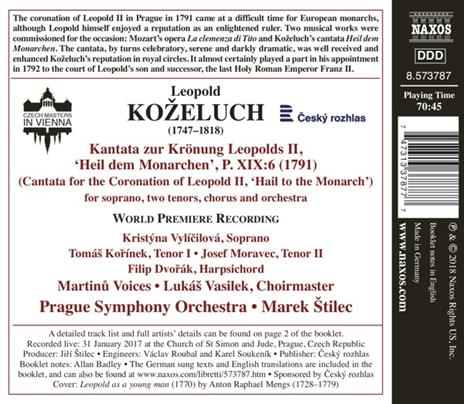 Cantata per l'incoronazione di Leopoldo II - CD Audio di Leopold Antonin Kozeluch,Marek Stilec - 2
