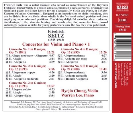 Concerti per violino e pianoforte n.1, n.2, n.3, n.4, n.5 - CD Audio di Friedrich Seitz,Hyejin Chung - 2
