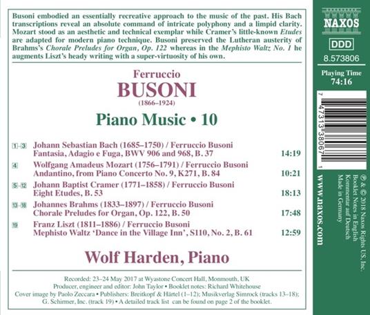Musica per pianoforte vol.10 trascrizioni - CD Audio di Ferruccio Busoni,Wolf Harden - 2