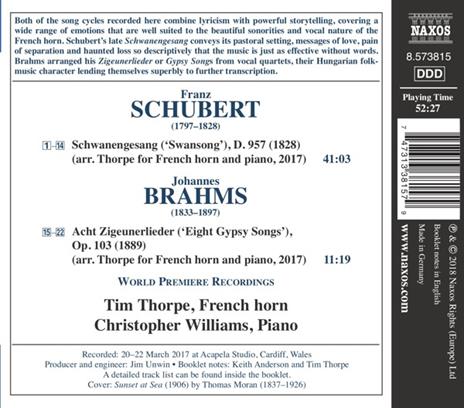 Schwanengesang - CD Audio di Johannes Brahms,Franz Schubert,Christopher Williams - 2