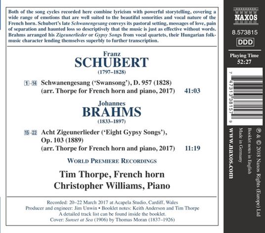 Schwanengesang - CD Audio di Johannes Brahms,Franz Schubert,Christopher Williams - 2