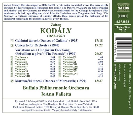 Danze di Galanta - Concerto per orchestra - Danze di Marosszék - CD Audio di Zoltan Kodaly,JoAnn Falletta - 2