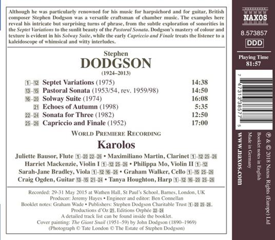 Musica da camera con arpa e chitarra - CD Audio di Stephen Dodgson - 2