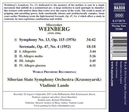 Sinfonia n.13 op.115 - Serenata op.47 n.4 - CD Audio di Mieczyslaw Weinberg - 2