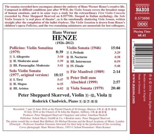 Musica per violino e viola - CD Audio di Hans Werner Henze,Peter Sheppard Skaerved - 2