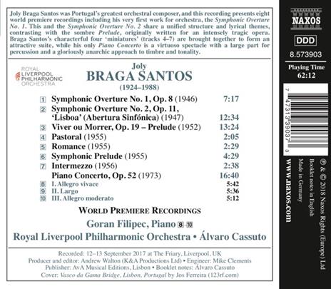Concerto per pianoforte op.52 - Ouvertures sinfoniche n.1, n.2 - Pastorale - CD Audio di Royal Liverpool Philharmonic Orchestra,Joly Braga Santos,Alvaro Cassuto - 2