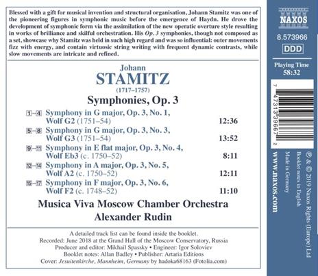 Sinfonie Op.3 n.1, n.3, n.4, n.5, n.6 - CD Audio di Johann Stamitz,Alexander Rudin - 2