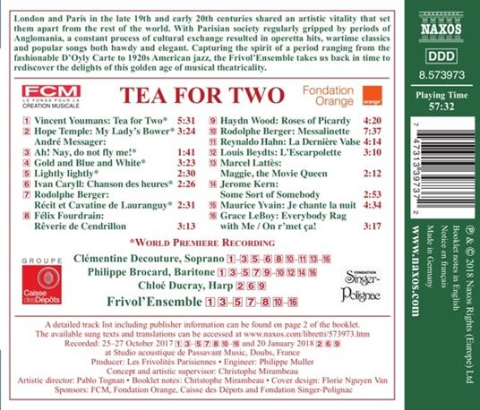 Tea for Two. Musica a Londra e a Parigi - CD Audio - 2