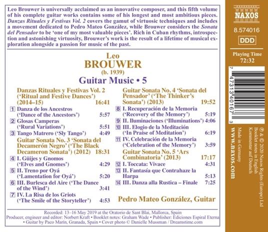 Guitar Music Vol. 5 - CD Audio di Leo Brouwer - 2
