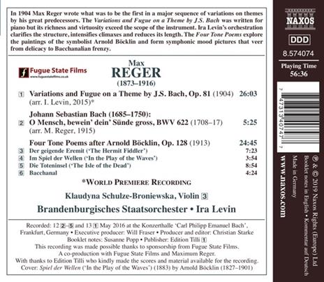 Variazioni e fuga su un tema di Bach op.81 - 4 Poemi sinfonici da Arnold Böcklin - CD Audio di Max Reger - 2