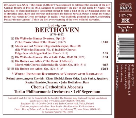 Le rovine di Atene - CD Audio di Ludwig van Beethoven,Leif Segerstam,Turku Philharmonic Orchestra - 2