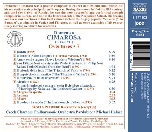 Ouvertures (Integrale), Vol.7 - CD Audio di Domenico Cimarosa,Michael Halasz - 2