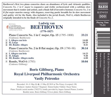 Concerto per pianoforte n.1 op.15, n.2 op.19 - Rondò WoO 6 - CD Audio di Ludwig van Beethoven,Boris Giltburg - 2