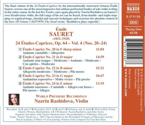 24 Etudes-Caprices Op.64, Vol.4 - CD Audio di Emile Sauret,Nazrin Rashidova - 3