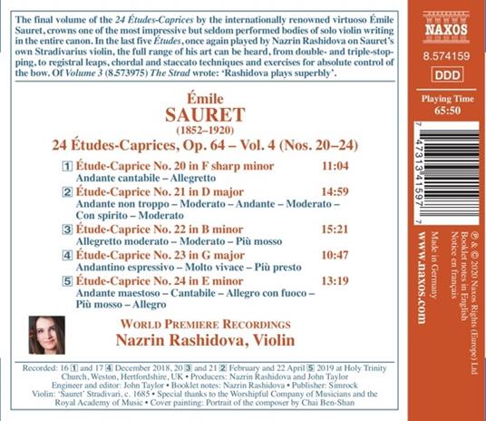 24 Etudes-Caprices Op.64, Vol.4 - CD Audio di Emile Sauret,Nazrin Rashidova - 3