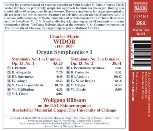 Sinfonie per organo complete vol.1 - CD Audio di Charles-Marie Widor,Wolfgang Rübsam - 2