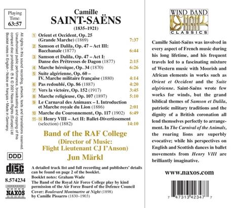 Music for Wind Ensemble - CD Audio di Camille Saint-Saëns,Jun Märkl,Band of the RAF College - 2