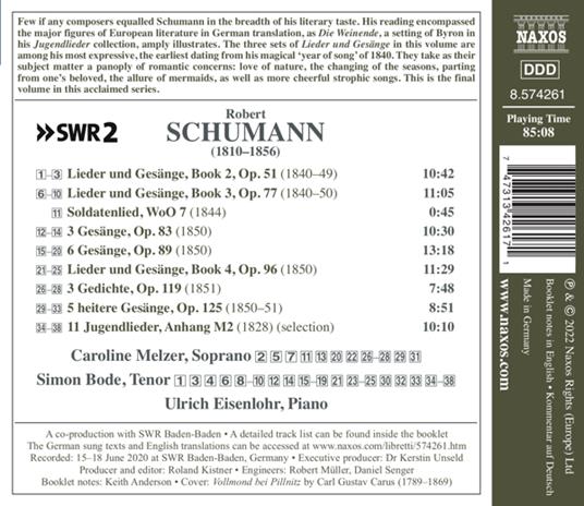 Lieder completi vol.11 - CD Audio di Robert Schumann - 2