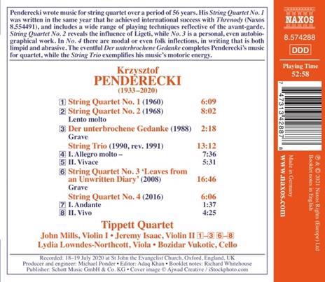 Music for String Quartet - CD Audio di Krzysztof Penderecki,Tippett Quartet - 2