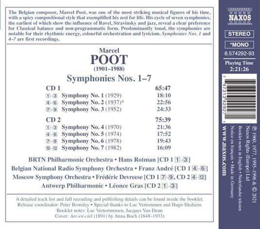Symphonies n.1-7 - CD Audio di Marcel Poot - 2