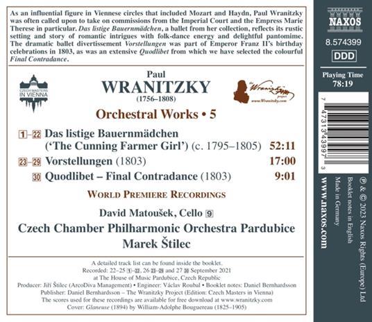 Orchestral Works vol.5 - CD Audio di Paul Wranitzky - 2