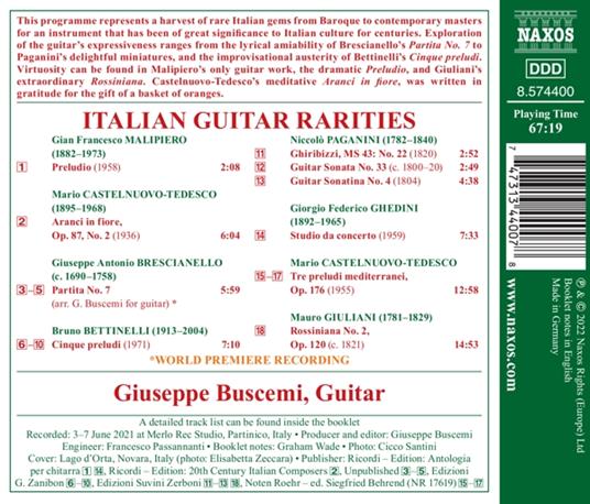 Italian Guitar Rarities - CD Audio di Giuseppe Buscemi - 2