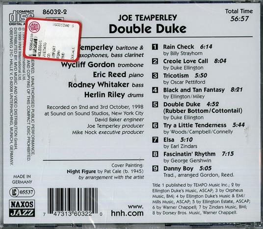 Double Duke - CD Audio di Joe Temperley - 2