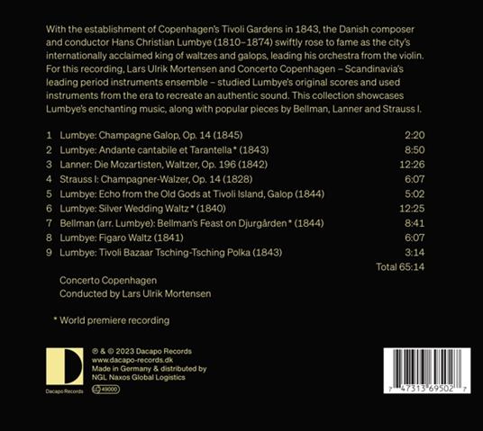 Champagne! The Sound Of Lumbye And His Idols - CD Audio di Lars Ulrik Mortensen,Concerto Copenhagen - 2