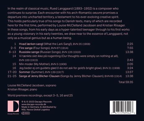 Songs - CD Audio di Rued Langgaard - 2