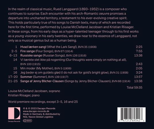 Songs - CD Audio di Rued Langgaard - 2