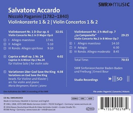 Concerti per violino n.1 op.6, n.2 op.7 - CD Audio di Niccolò Paganini - 2