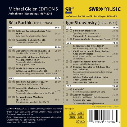 Michael Gielen Edition vol.5 1967–2014 - CD Audio di Igor Stravinsky,Bela Bartok,Michael Gielen - 2