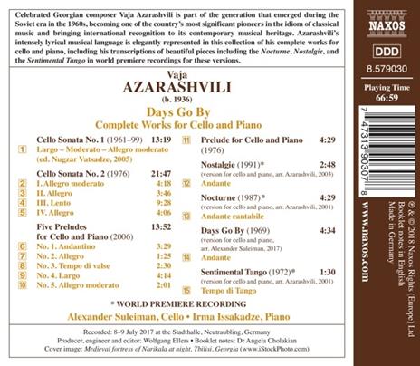 Days Go By. Musica completa per violoncello e pianoforte - CD Audio di Vaja Azarashvili - 2