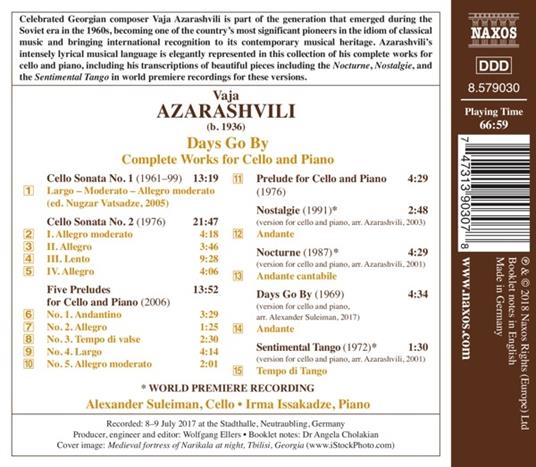 Days Go By. Musica completa per violoncello e pianoforte - CD Audio di Vaja Azarashvili - 2