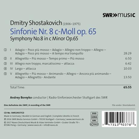 Sinfonia n.8 - CD Audio di Dmitri Shostakovich,Radio Symphony Orchestra Stoccarda,Andrey Boreyko - 2
