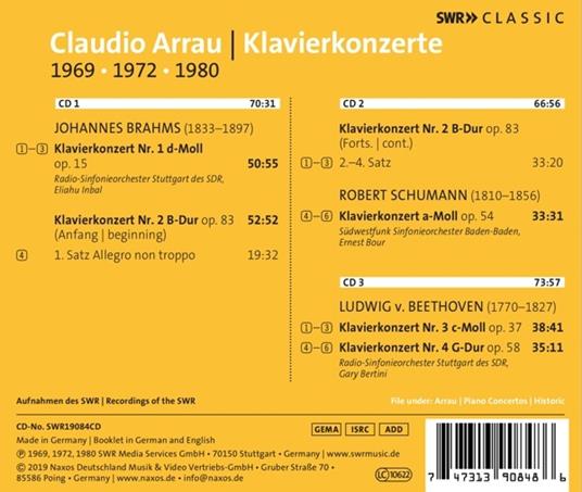 Concerto per pianoforte n.3 op.37, n.4 op.58 - Claudio Arrau. Klavierkonzerte - CD Audio di Ludwig van Beethoven,Claudio Arrau - 2