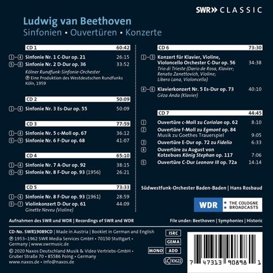 Sinfonie - CD Audio di Ludwig van Beethoven,Hans Rosbaud - 3