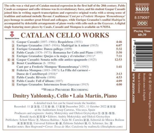 Catalan Cello Works - CD Audio - 2