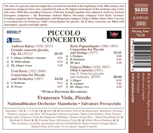 Piccolo Concertos - CD Audio di Francesco Viola - 2