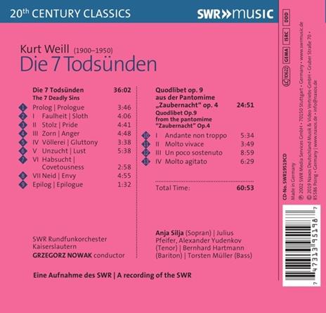 Die sieben Todsünden - CD Audio di Kurt Weill,Grzegorz Nowak - 2