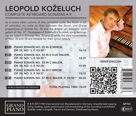 Sonate per pianoforte complete - CD Audio di Leopold Antonin Kozeluch,Kemp English - 2